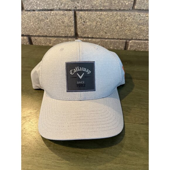 Callaway Golf Hat Beige With Orange Exclamation Mark Adjustable Snapback Cap - Picture 2 of 8